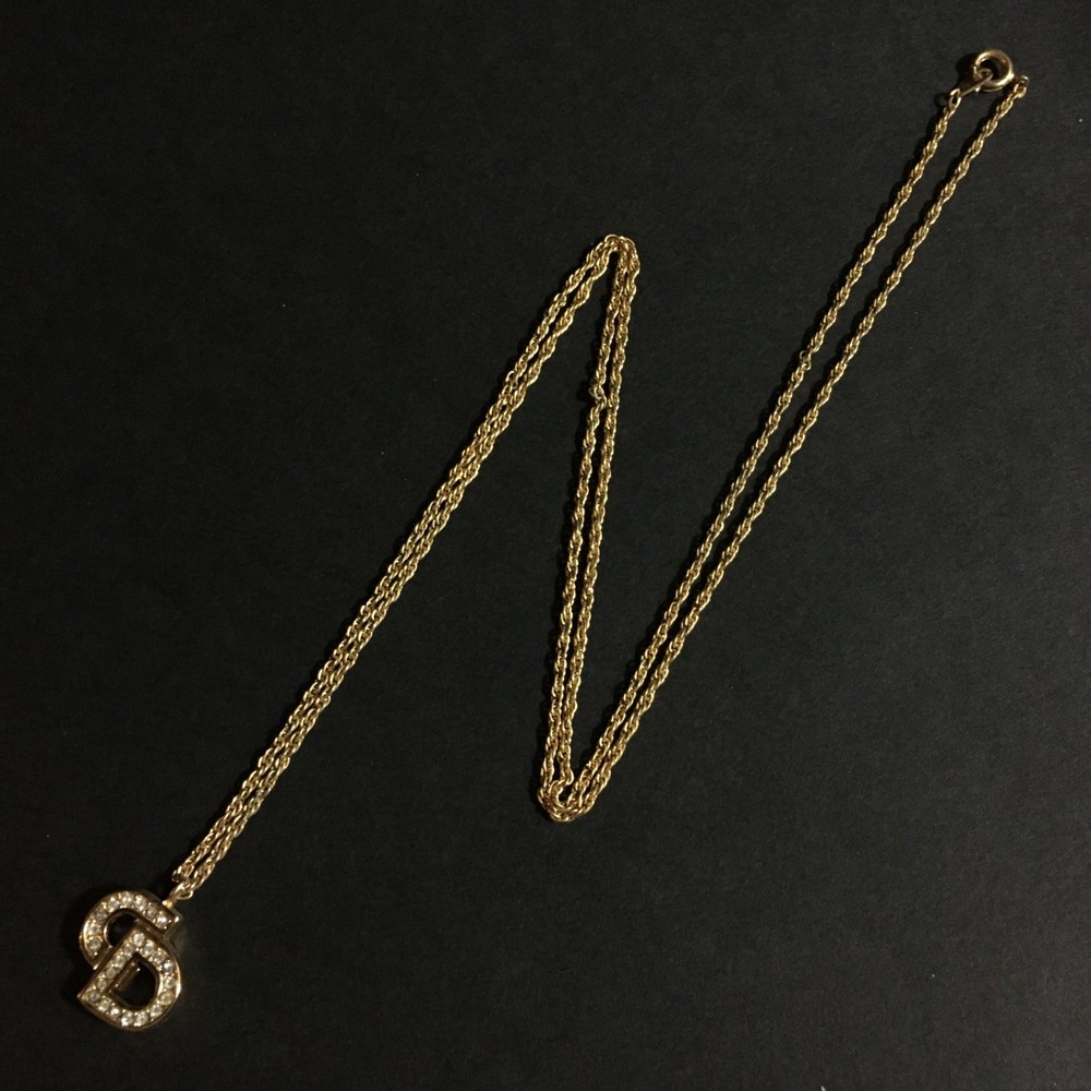 Christian Dior Cd Logo Rhinestone Gold #182301c46
